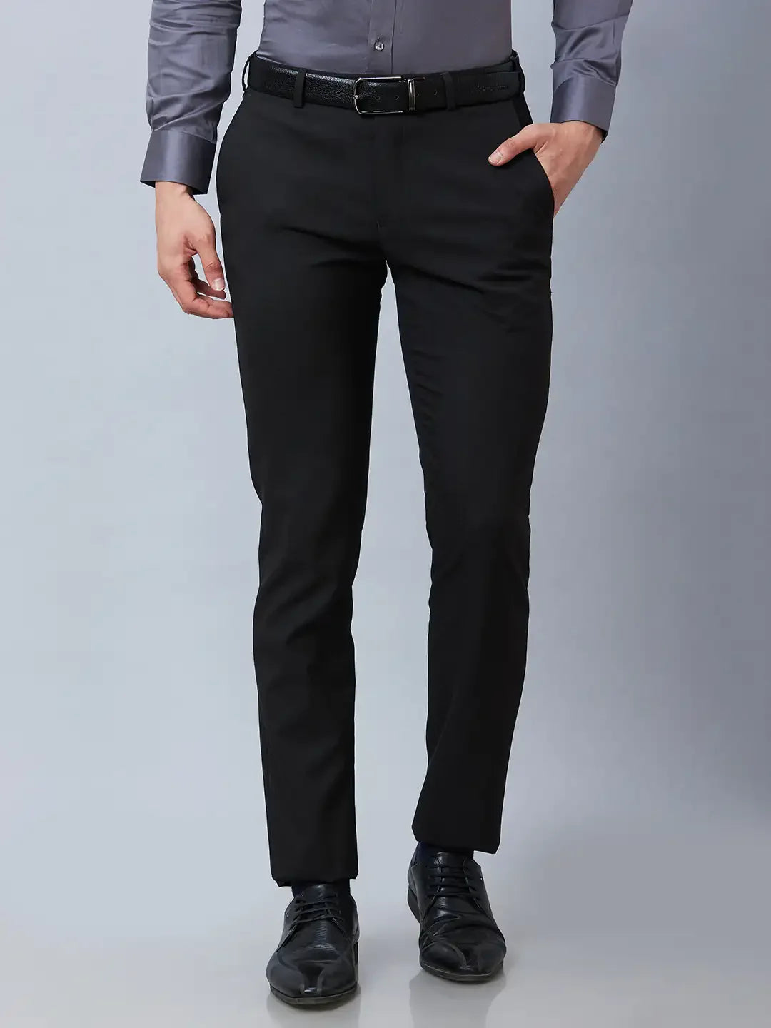 Raymond Men Brown Solid Slim Fit Polyester Blend Trouser