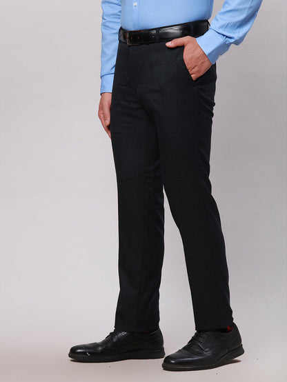 Raymond Black Solid Slim Fit Polyester Blend Trouser