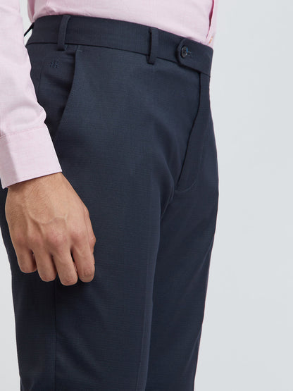 Raymond Men Blue Structure Slim Fit Polyester Blend Trouser