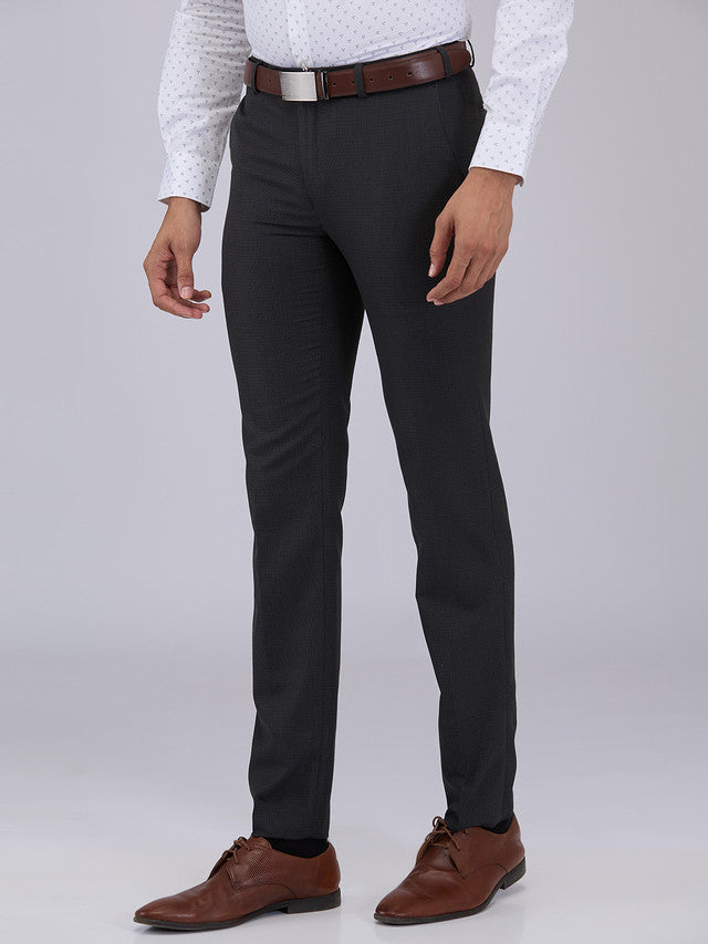 Raymond Men Black Structure Slim Fit Polyester Blend Trouser