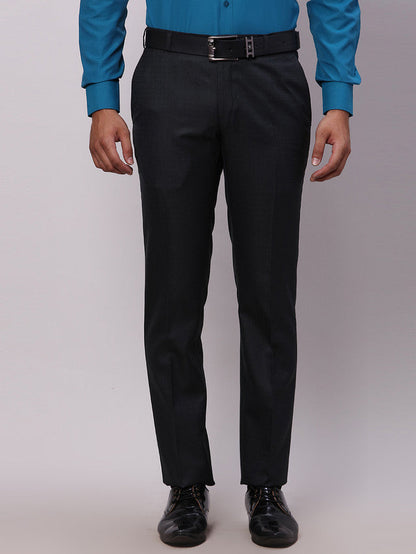 Raymond Grey Structure Slim Fit Polyester Blend Trouser