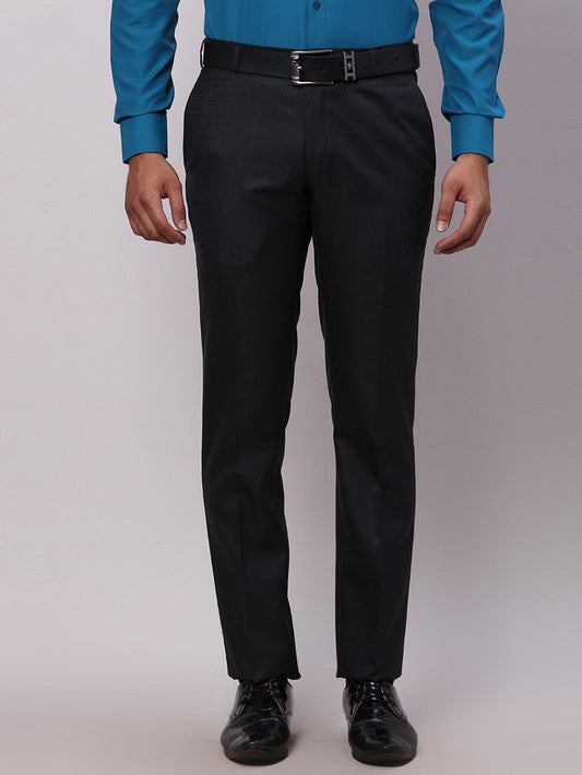 Raymond Grey Structure Slim Fit Polyester Blend Trouser