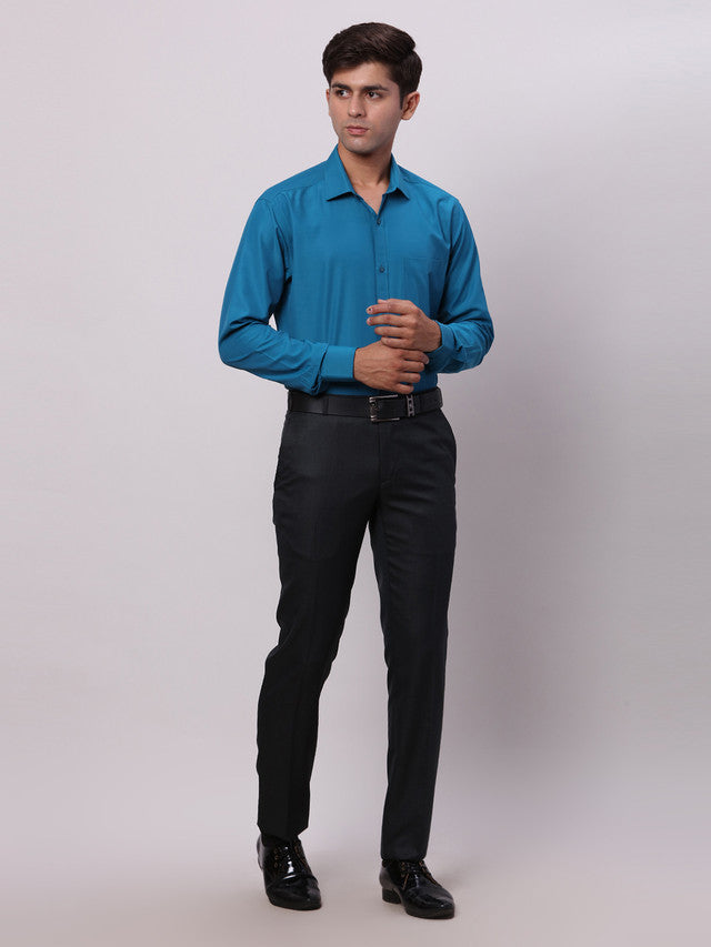 Raymond Grey Structure Slim Fit Polyester Blend Trouser