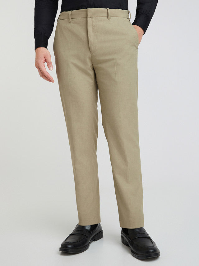 Raymond Grey Structure Slim Fit Polyester Blend Trouser