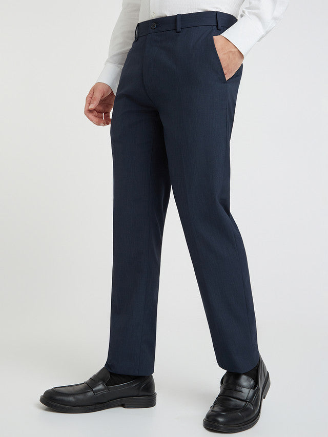 Raymond Blue Solid Slim Fit Polyester Blend Trouser
