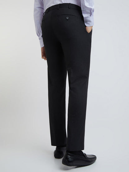 Raymond Black Solid Slim Fit Polyester Blend Trouser