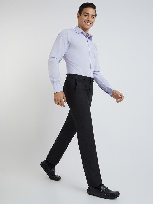 Raymond Black Solid Slim Fit Polyester Blend Trouser