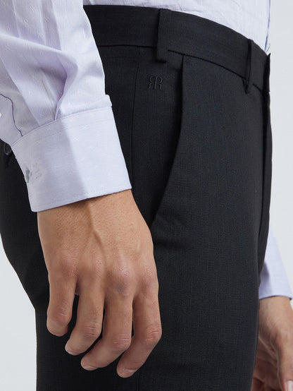 Raymond Black Solid Slim Fit Polyester Blend Trouser