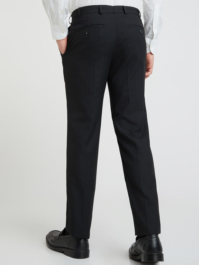 Raymond Black Stripe Slim Fit Polyester Blend Trouser