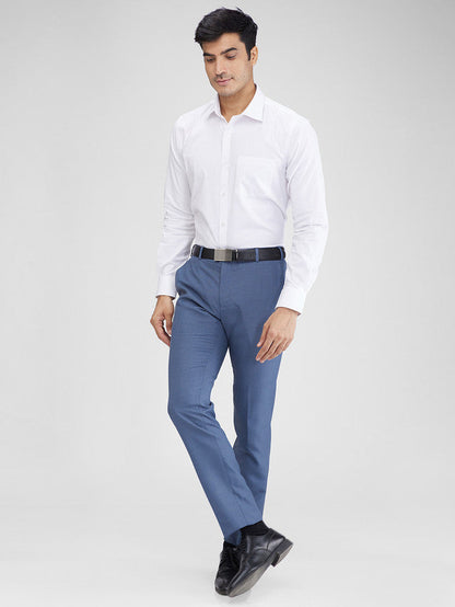 Raymond Blue Structure Slim Fit Polyester Blend Trouser