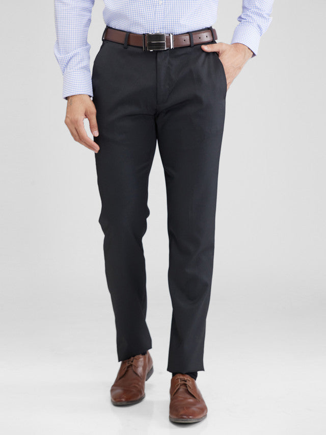 Raymond Grey Structure Slim Fit Polyester Blend Trouser
