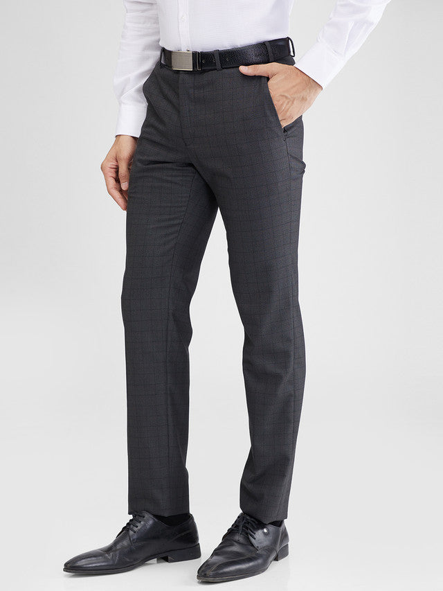 Raymond Green Checks Slim Fit Polyester Blend Trouser