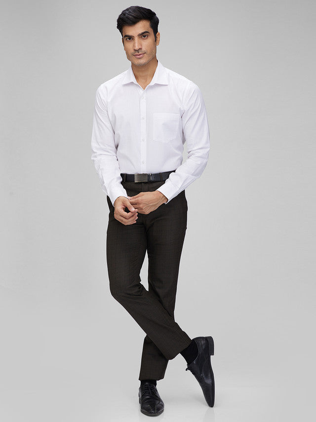 Raymond Brown Checks Slim Fit Polyester Blend Trouser