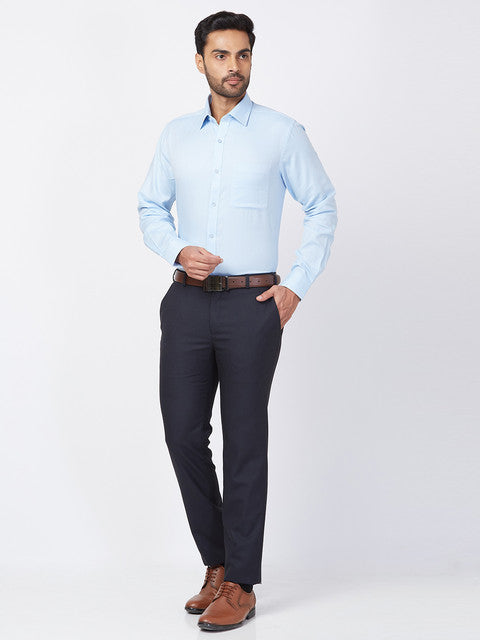 Raymond Men Blue Slim Fit Solid Trouser