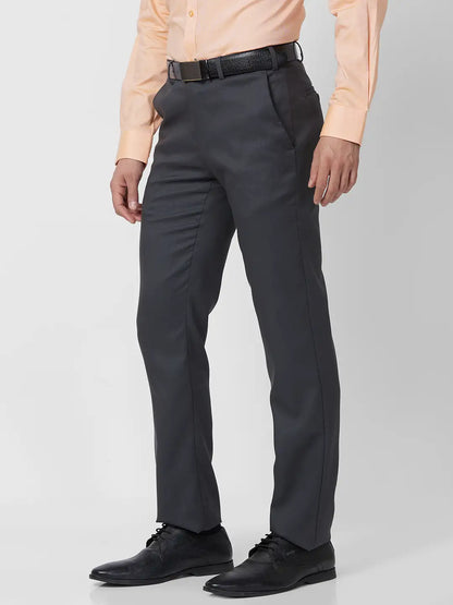 Raymond Men Grey Checks Slim Fit Polyester Blend Trouser