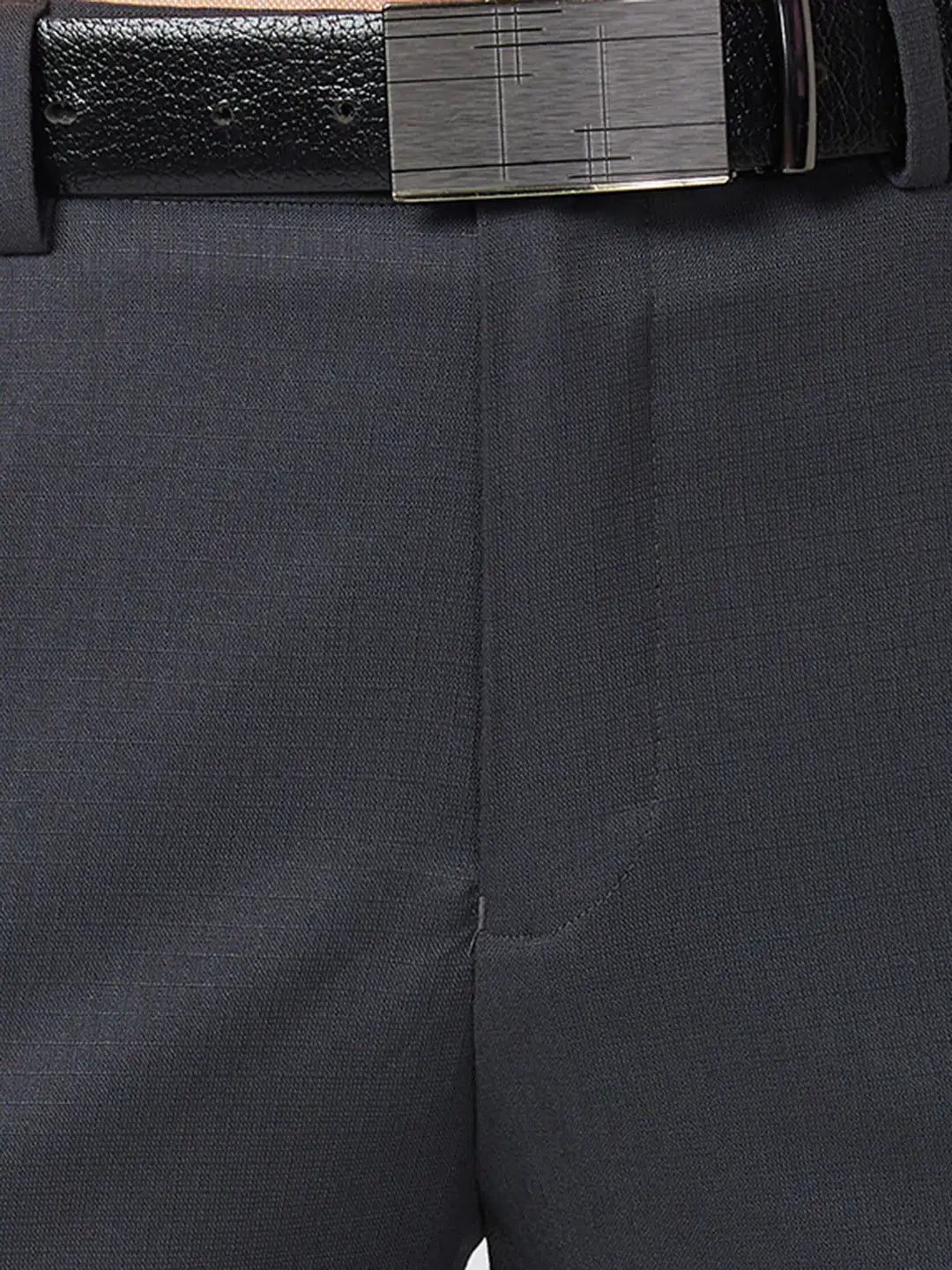 Raymond Men Grey Checks Slim Fit Polyester Blend Trouser