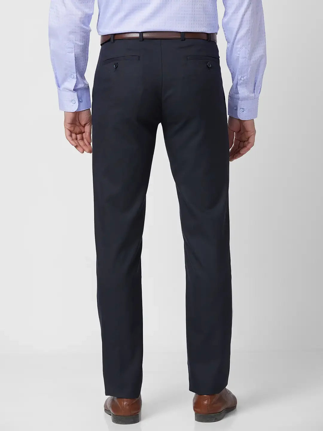 Raymond Men Blue Structure Slim Fit Polyester Blend Trouser