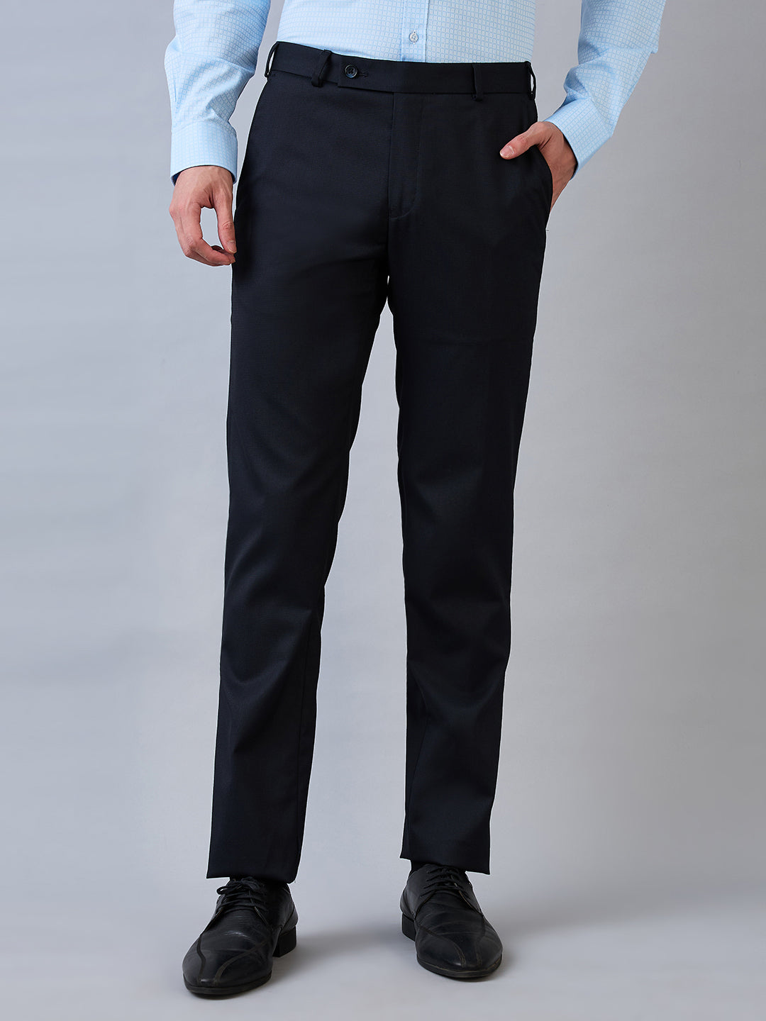 Raymond Men Blue Structure Slim Fit Polyester Blend Trouser