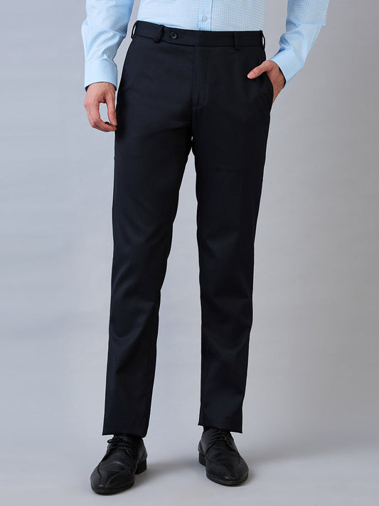 Raymond Men Blue Structure Slim Fit Polyester Blend Trouser