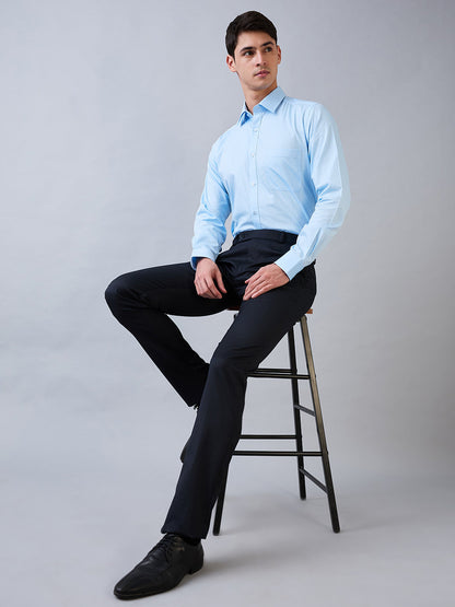 Raymond Men Blue Structure Slim Fit Polyester Blend Trouser