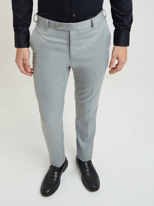 Raymond Men Grey Solid Slim Fit Polyester Blend Trouser