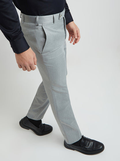 Raymond Men Grey Solid Slim Fit Polyester Blend Trouser