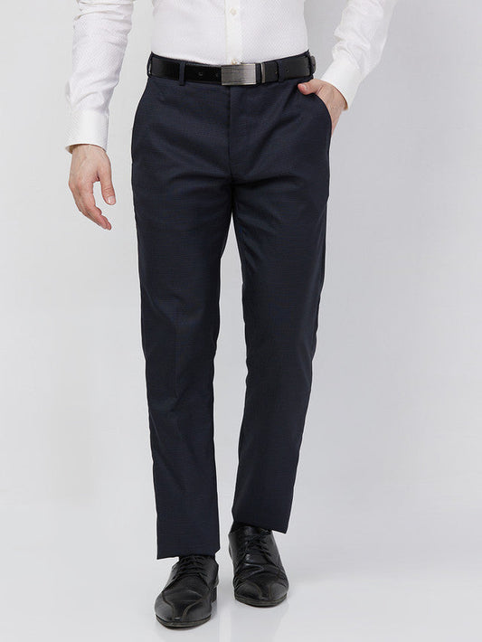 Raymond Men Blue Structure Slim Fit Polyester Blend Trouser