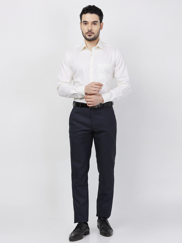 Raymond Men Blue Structure Slim Fit Polyester Blend Trouser