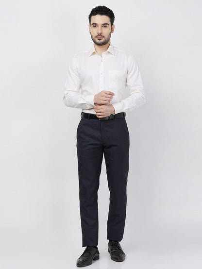 Raymond Men Blue Structure Slim Fit Polyester Blend Trouser