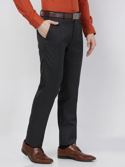 Raymond Men Grey Structure Slim Fit Polyester Blend Trouser