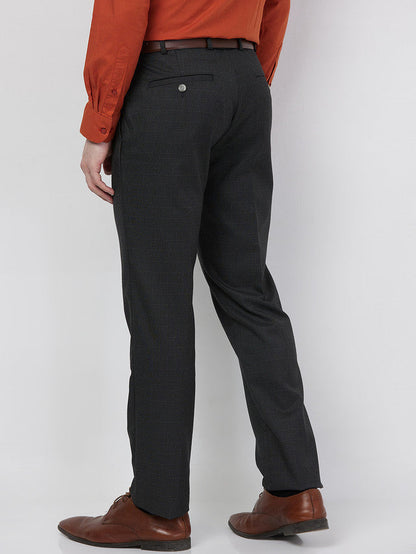 Raymond Men Grey Structure Slim Fit Polyester Blend Trouser