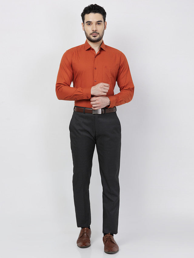 Raymond Men Grey Structure Slim Fit Polyester Blend Trouser