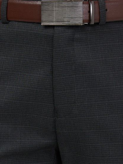 Raymond Men Grey Structure Slim Fit Polyester Blend Trouser