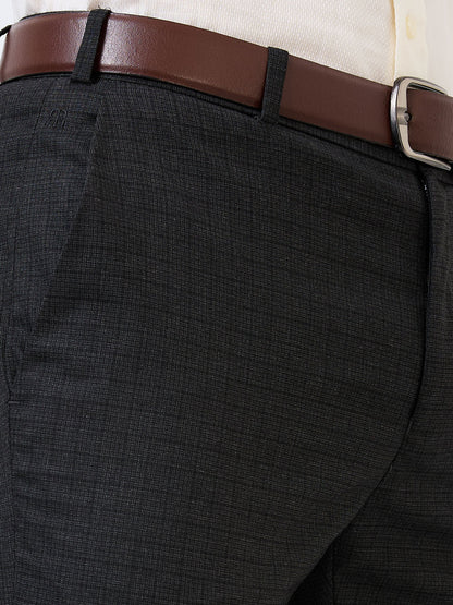 Raymond Men Grey Checks Slim Fit Polyester Blend Trouser