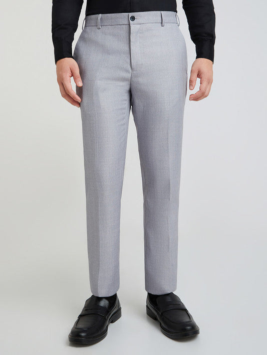 Raymond Blue Checks Slim Fit Polyester Blend Trouser