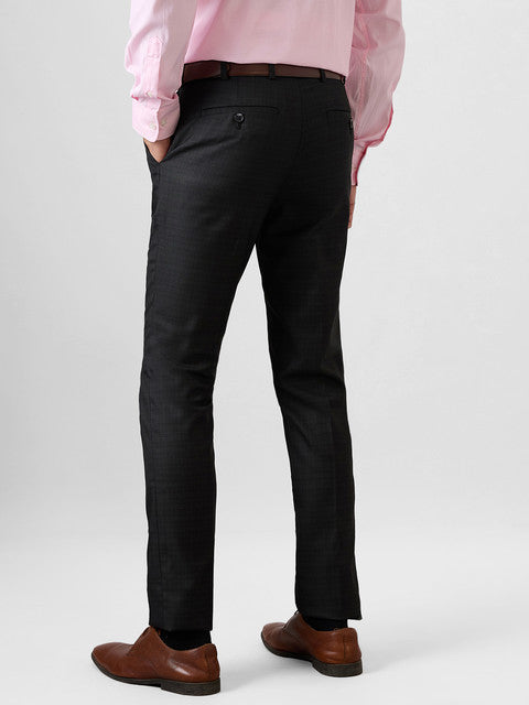 Raymond Men Black Checks Slim Fit Polyester Blend Trouser