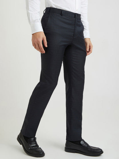 Raymond Men Blue Structure Slim Fit Polyester Blend Trouser