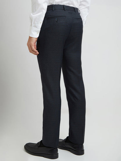 Raymond Men Blue Structure Slim Fit Polyester Blend Trouser