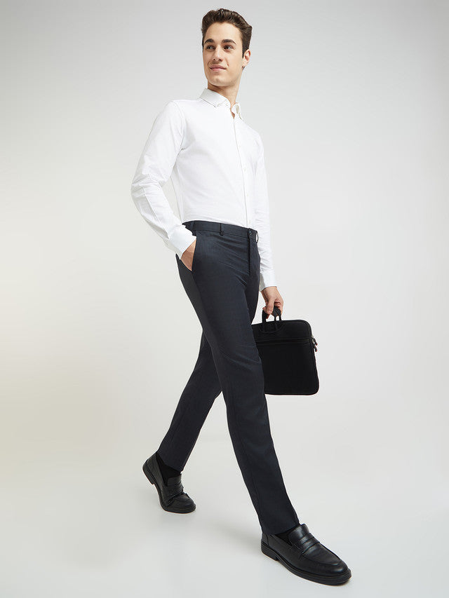 Raymond Men Blue Structure Slim Fit Polyester Blend Trouser