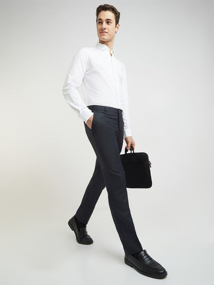 Raymond Men Blue Structure Slim Fit Polyester Blend Trouser