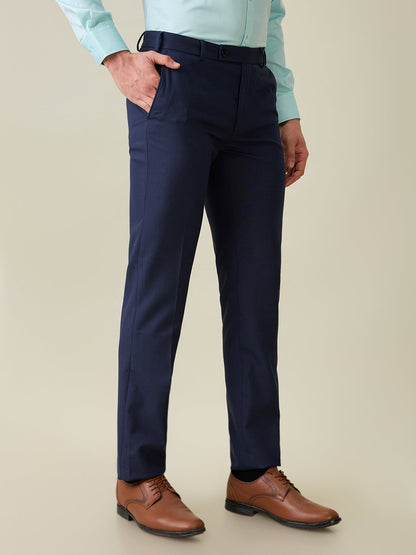 Raymond Men Blue Structure Slim Fit Polyester Blend Trouser