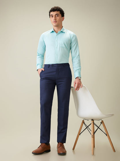 Raymond Men Blue Structure Slim Fit Polyester Blend Trouser