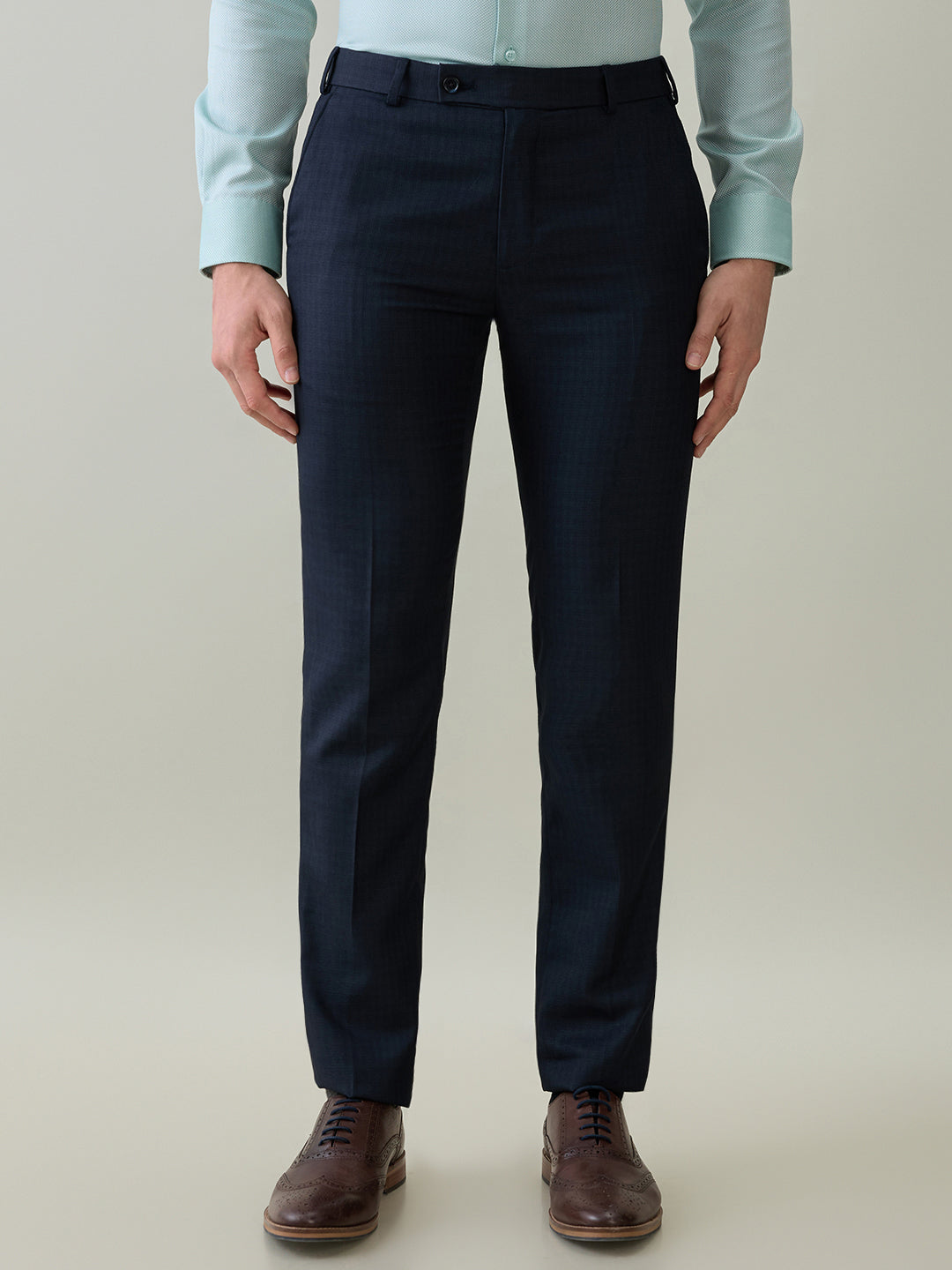 Raymond Men Brown Structure Slim Fit Polyester Blend Trouser