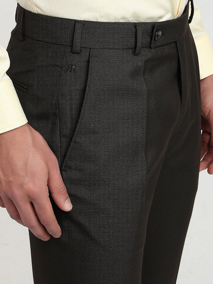 Raymond Men Brown Structure Slim Fit Polyester Blend Trouser