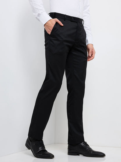 Raymond Men Black Structure Slim Fit Polyester Blend Trouser