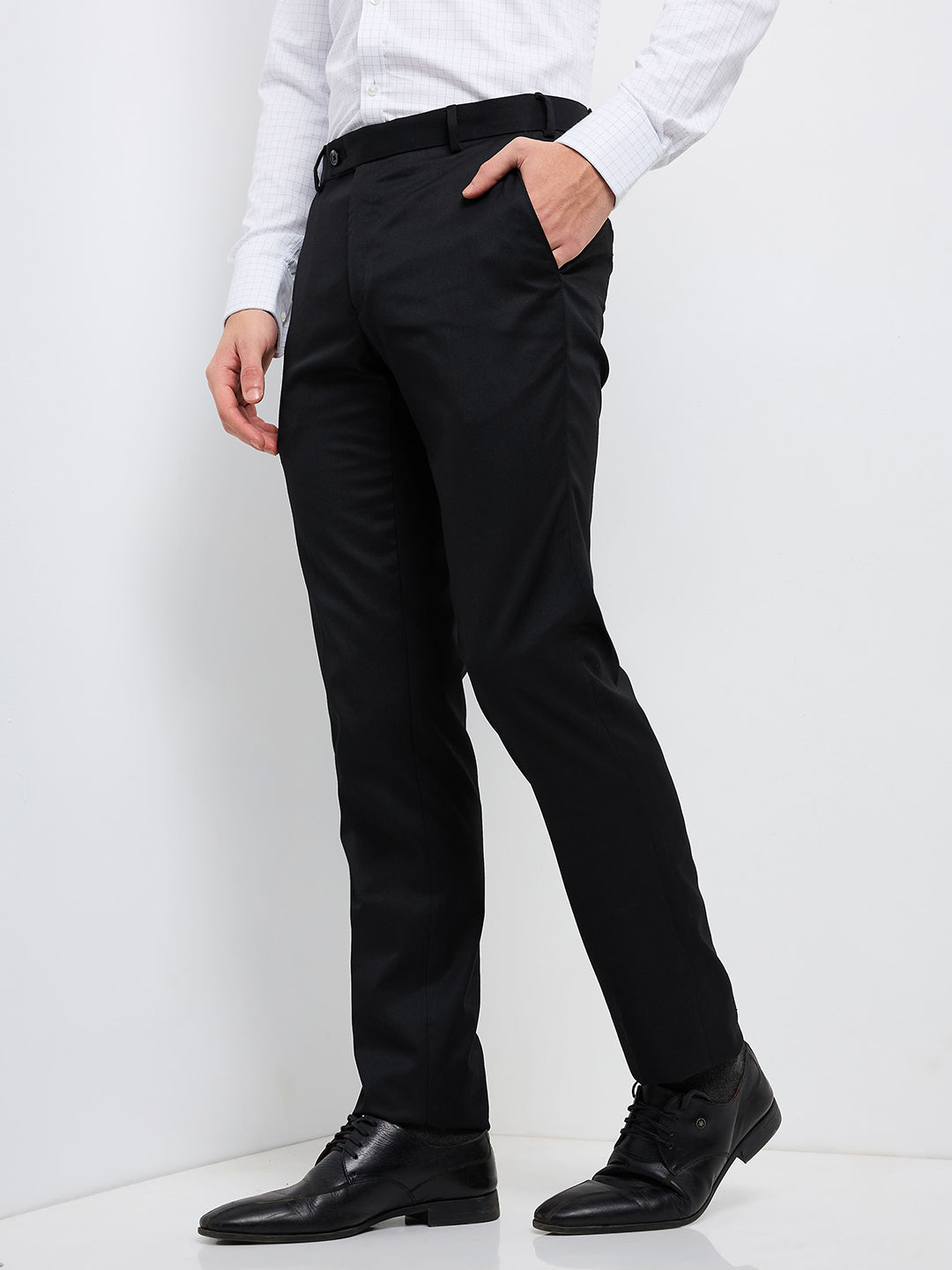 Raymond Men Black Structure Slim Fit Polyester Blend Trouser