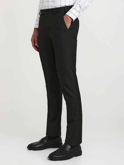 Raymond Men Brown Checks Slim Fit Polyester Blend Trouser