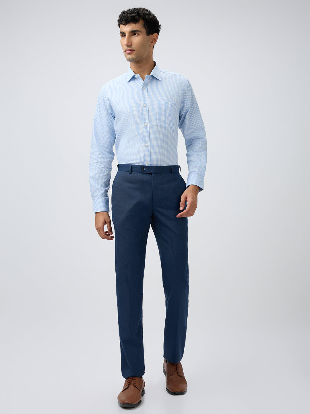 Raymond Men Blue Structure Slim Fit Polyester Blend Trouser