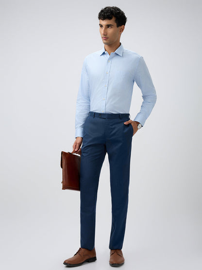 Raymond Men Blue Structure Slim Fit Polyester Blend Trouser