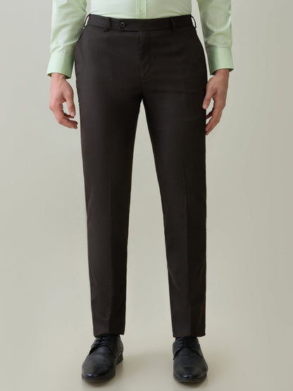 Raymond Men Brown Structure Slim Fit Polyester Blend Trouser